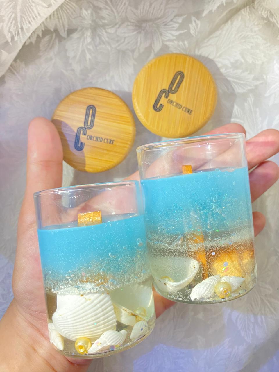 1pc Stylish Sea Theme Scented Candle Made with Gel wax looking Nice For Home Decor and Gifts 🎁