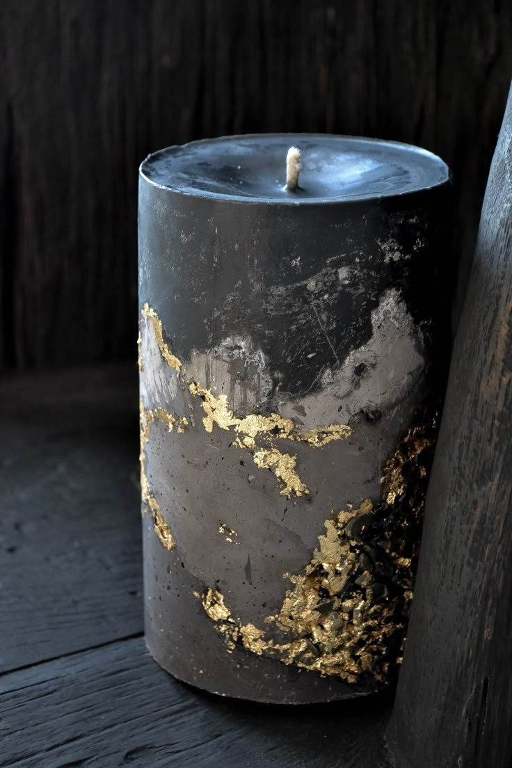 1pc Concrete Base Stylish Scented Candle size 10cm by 5cm,For Home Decor with Gold Foil Effect looking Elegant