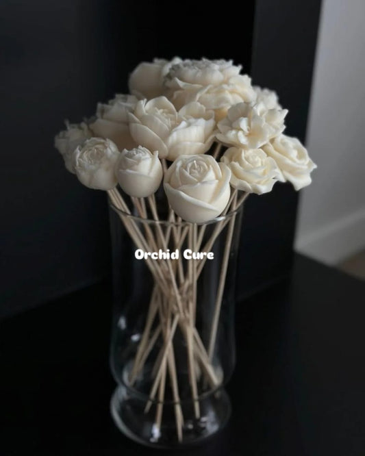 12 Pc Different Shapes Flower Scented Candles for Bouquet with Wooden Stick You can only Fresh Wrap in Bucky Look on your choice we Delivered only Candles on Wooden Stick
