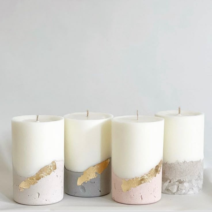 1pc Concrete Base Stylish Scented Candle size 10cm by 5cm,For Home Decor with Gold Foil Effect looking Elegant
