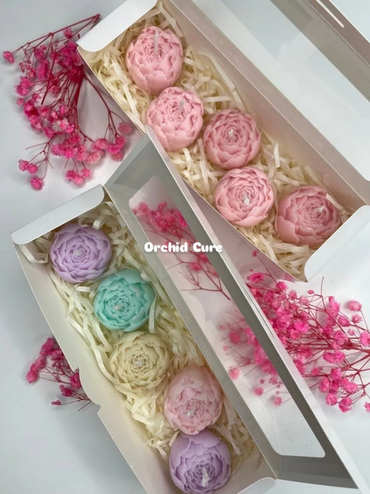 5 PC Mini Scented Candles in Flower Shape Looking Cute for Gifts or Home Decor in Sale Price