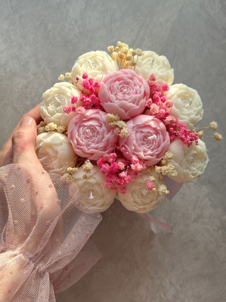 Scented Candle Flower Bouquet Looking Marvelous for Home Decor,Gifts, Wedding events,Room Decor, Birthday Parties